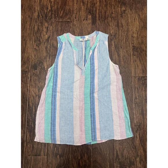 Vineyard Vines Womens M Multicolor Striped V Neck Sleeveless Top Preppy Coastal - Picture 3 of 6